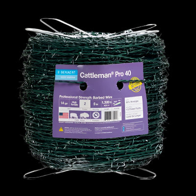 Bekaert Green Barb Wire - 14 GA - 2 Point - 1/4 Mile Roll