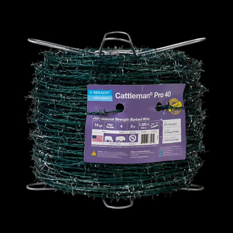 Bekaert Green Barb Wire - 14GA - 4 Point