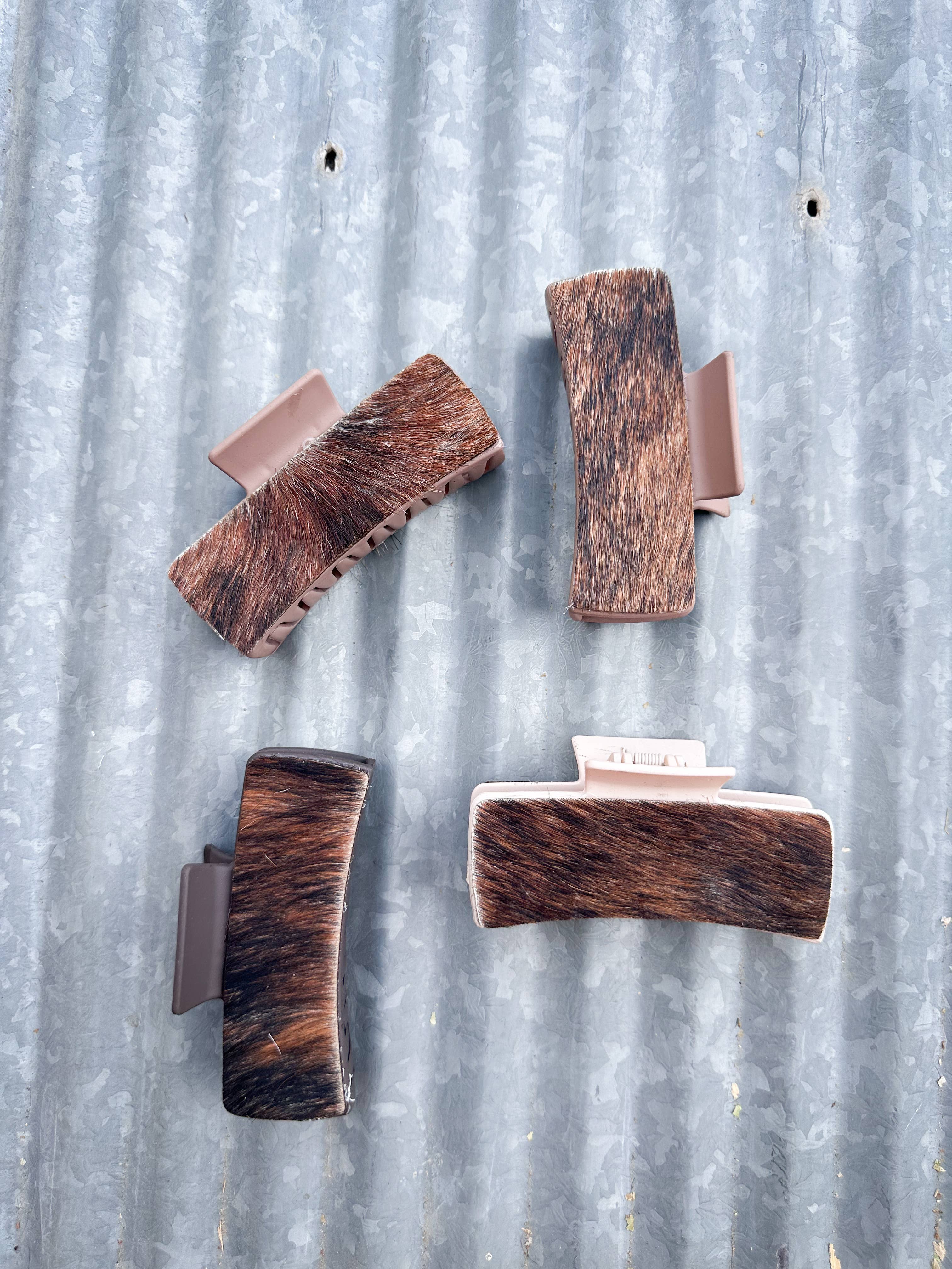 Brindle Hair on Hide Claw Clip