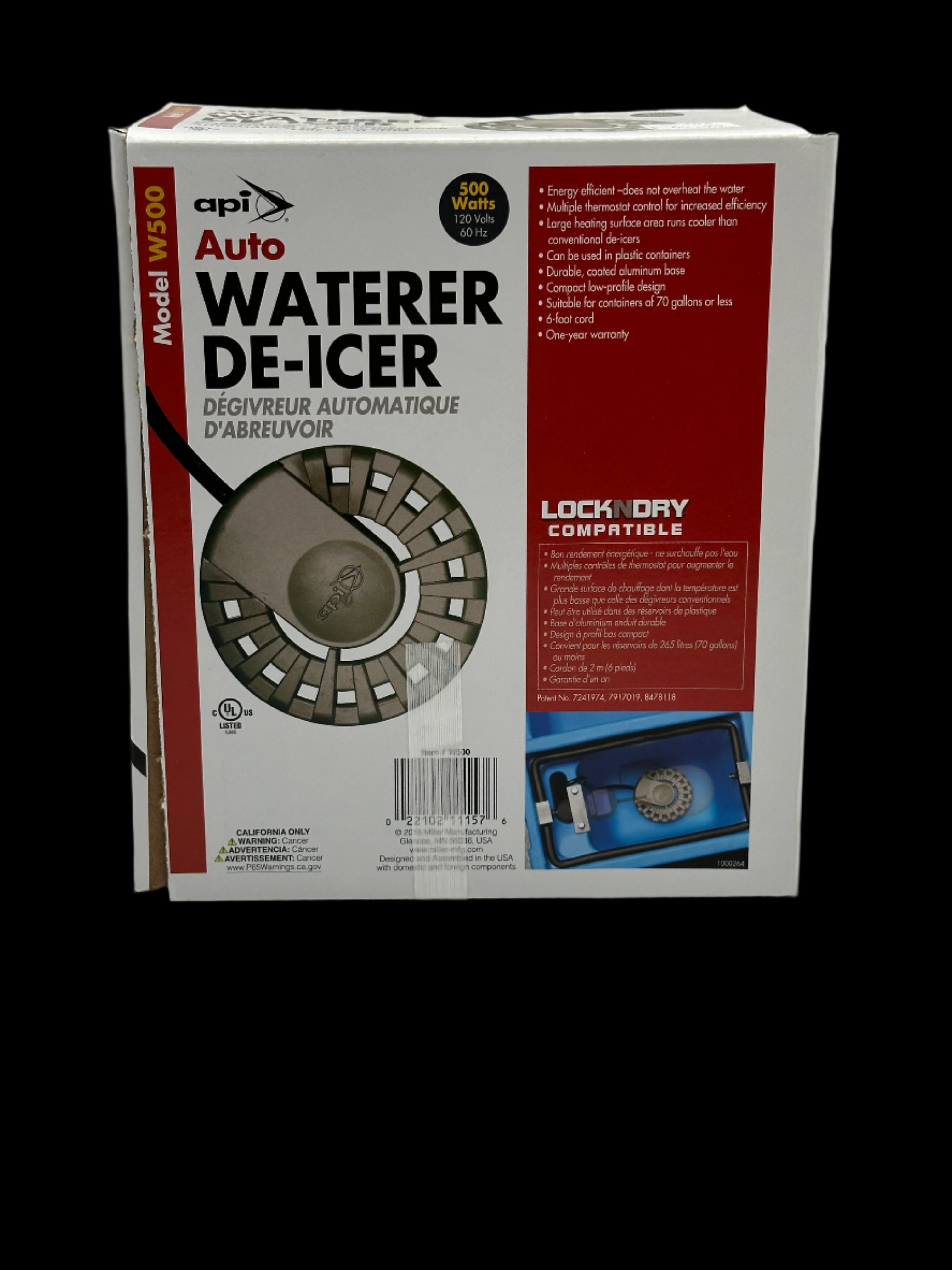 API Auto Waterer De-Icer - 500 Watt