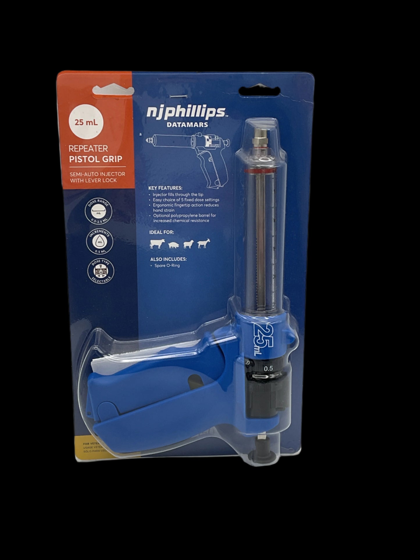 NJ Philips 25 ML Repeater Pistol Grip Syringe - Plastic