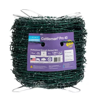 Bekaert Green Barb Wire - 14 GA - 2 Point