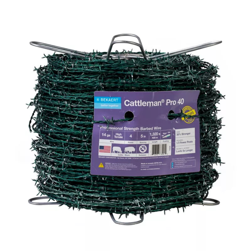 Bekaert Green Barb Wire - 14GA - 4 Point