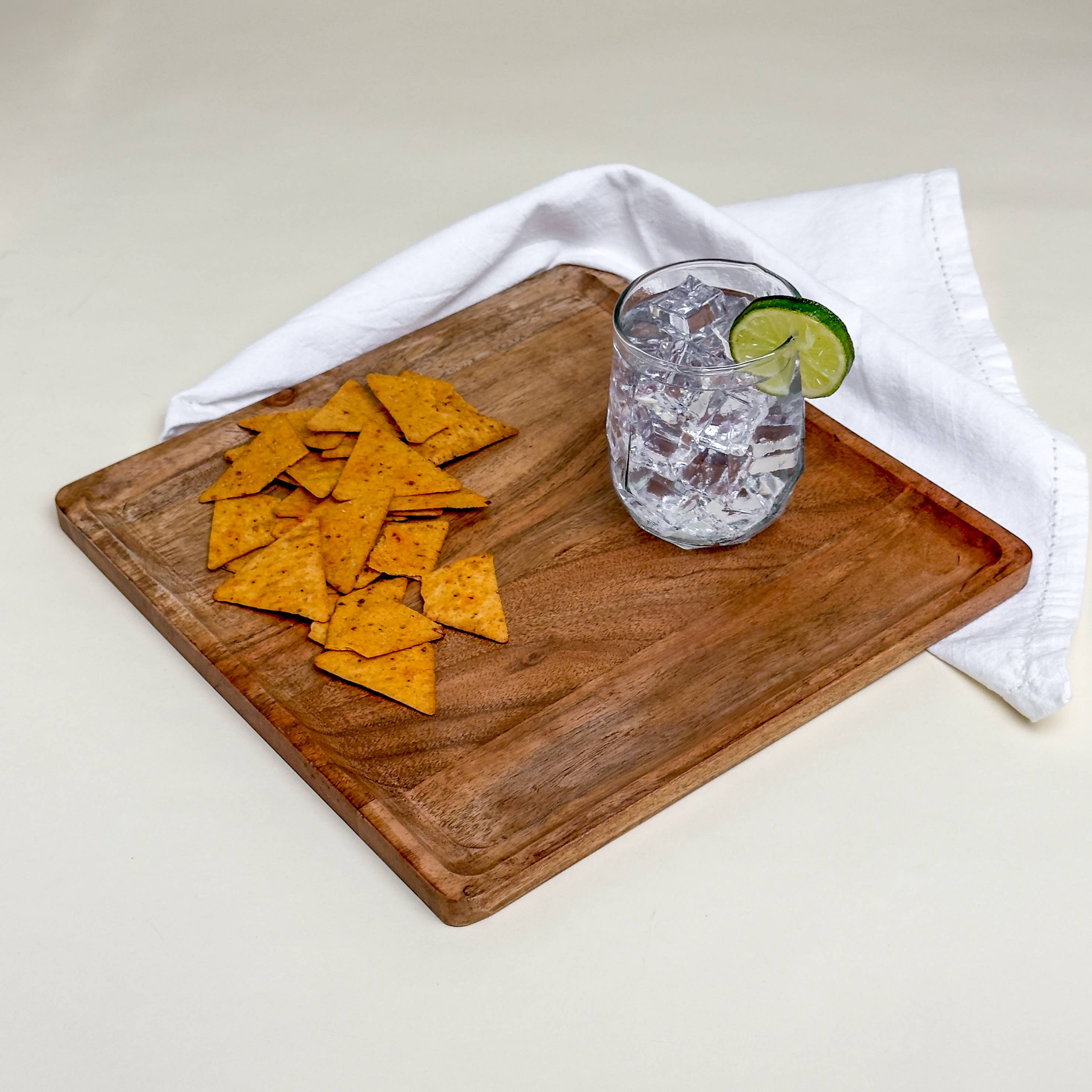 Rustic Wood Square Serving Tray - LG