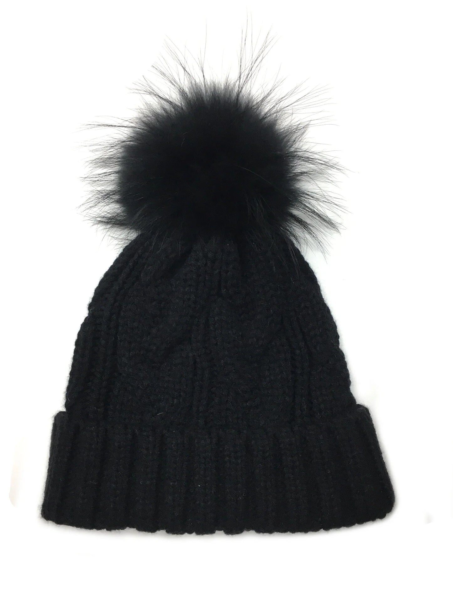 Crown Cap - Braided Cable Knit Cuffed Beanie w/Pom