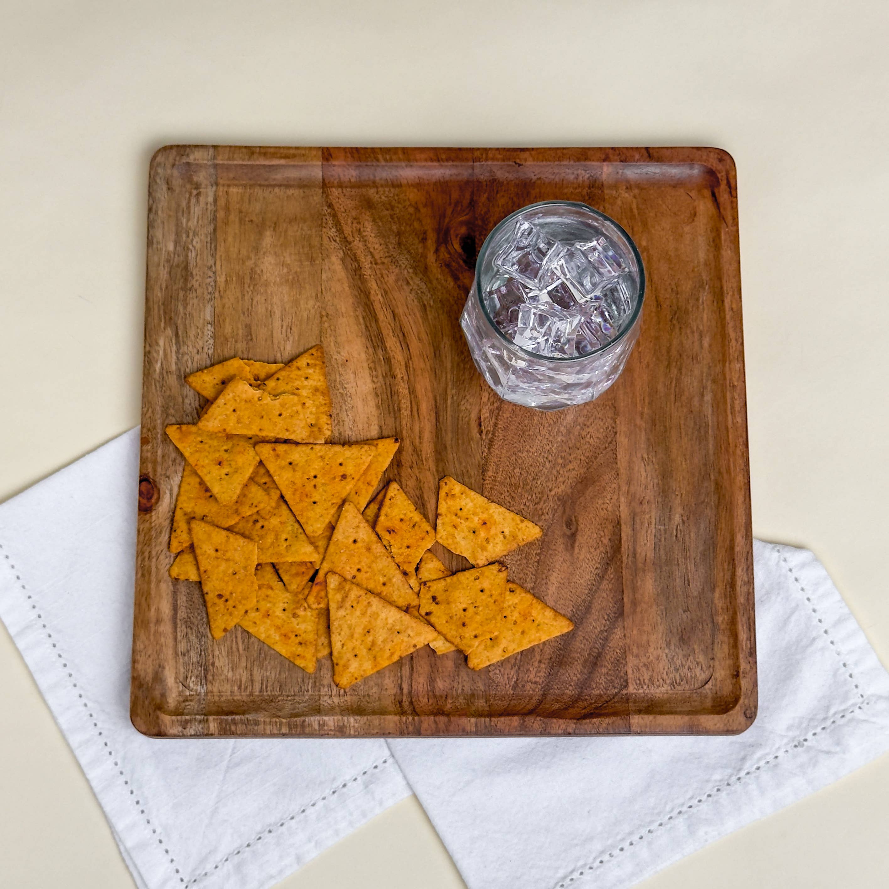 Rustic Wood Square Serving Tray - LG