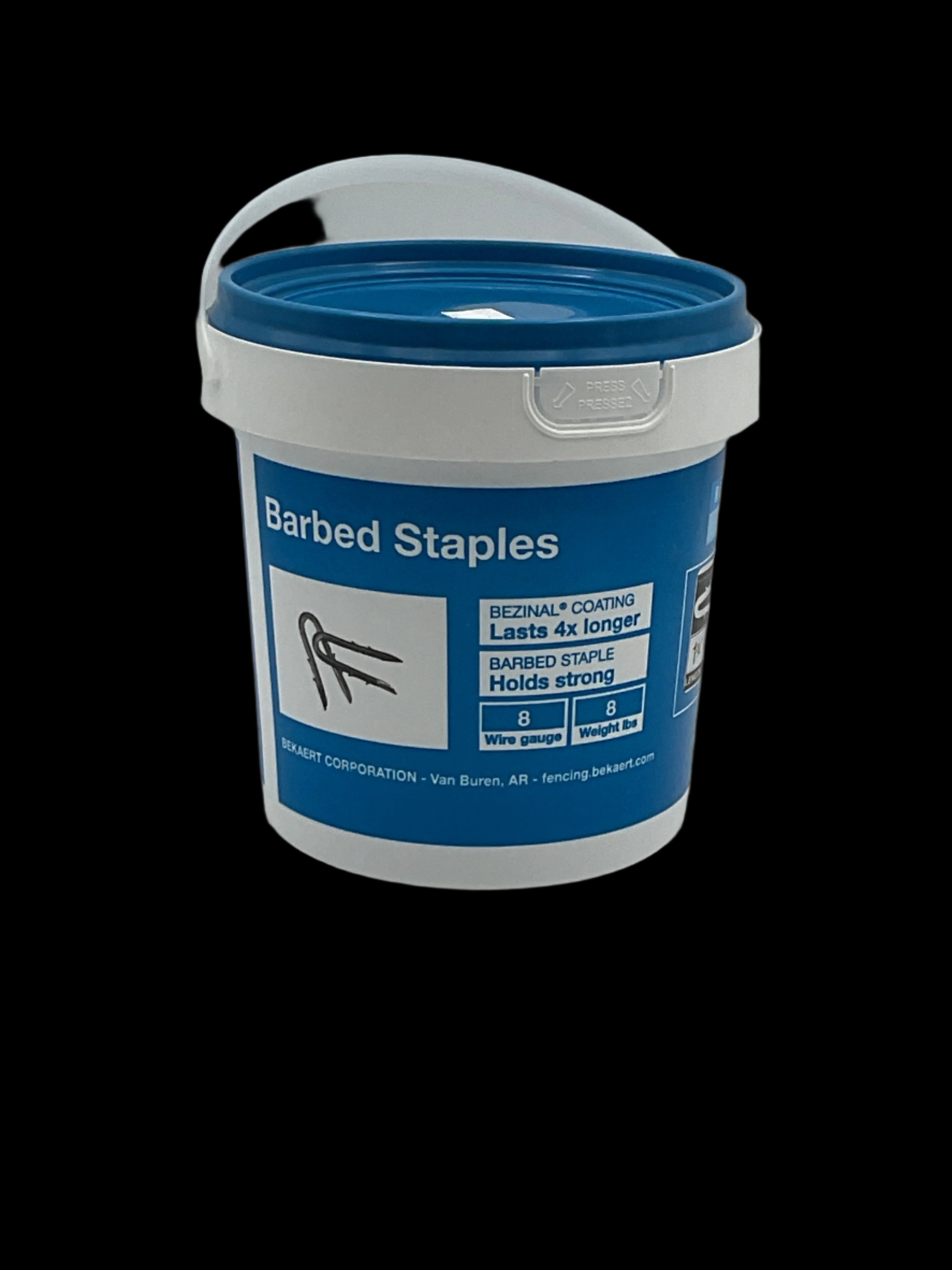 Bekaert Fence Staples - 1-3/4" BARBED - 8LB Pail