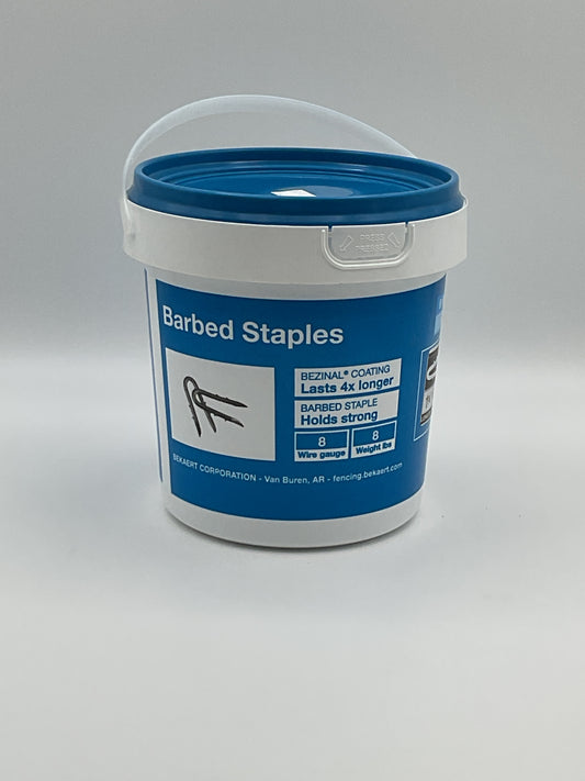 1-3/4" Fence Staples - BARBED - 8LB Pail