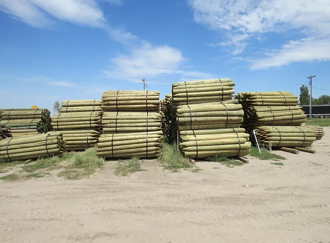 Green Treated Wood Posts - Blunt