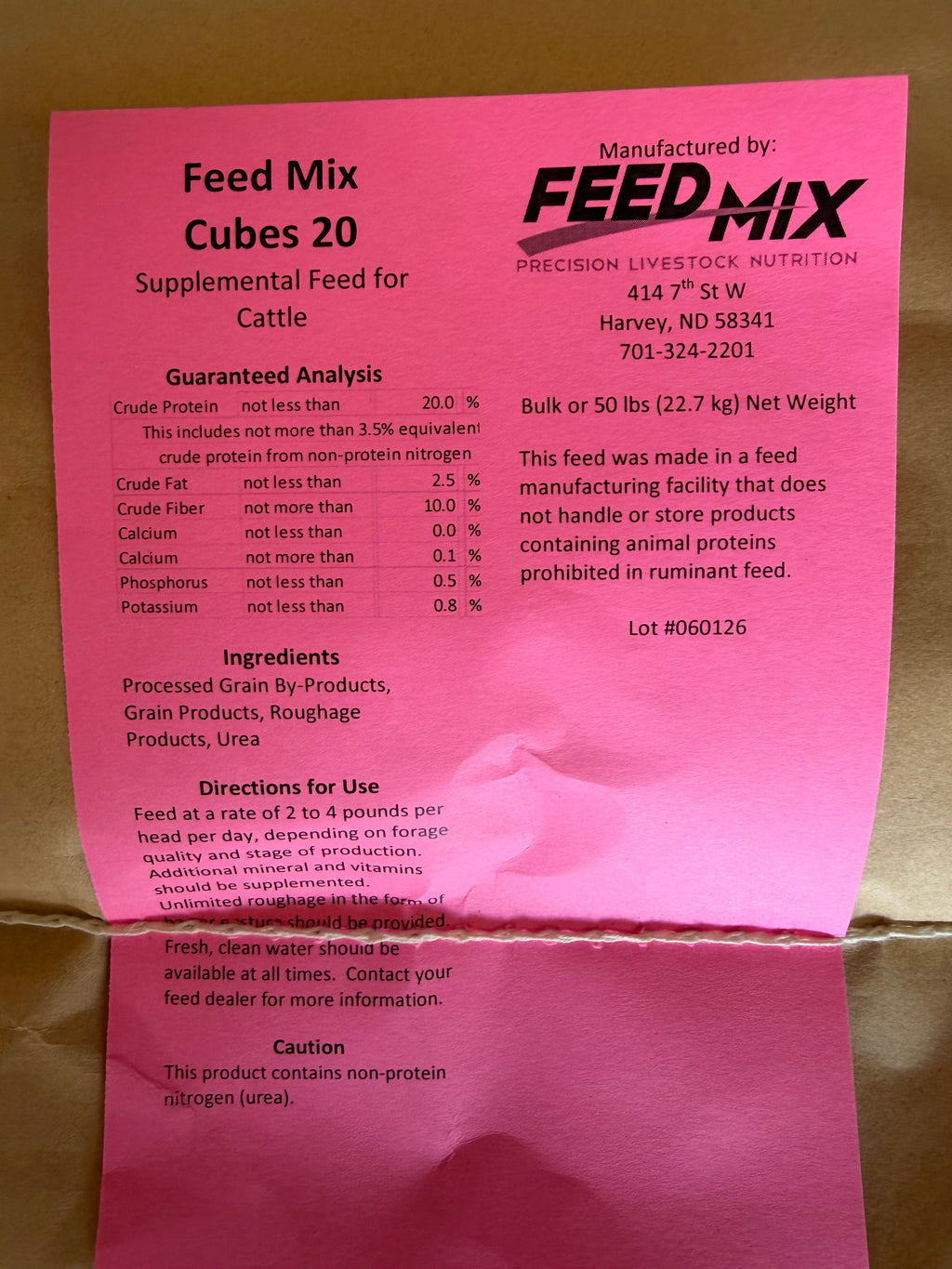 Feed Mix 20% Cube - 50LB Bag