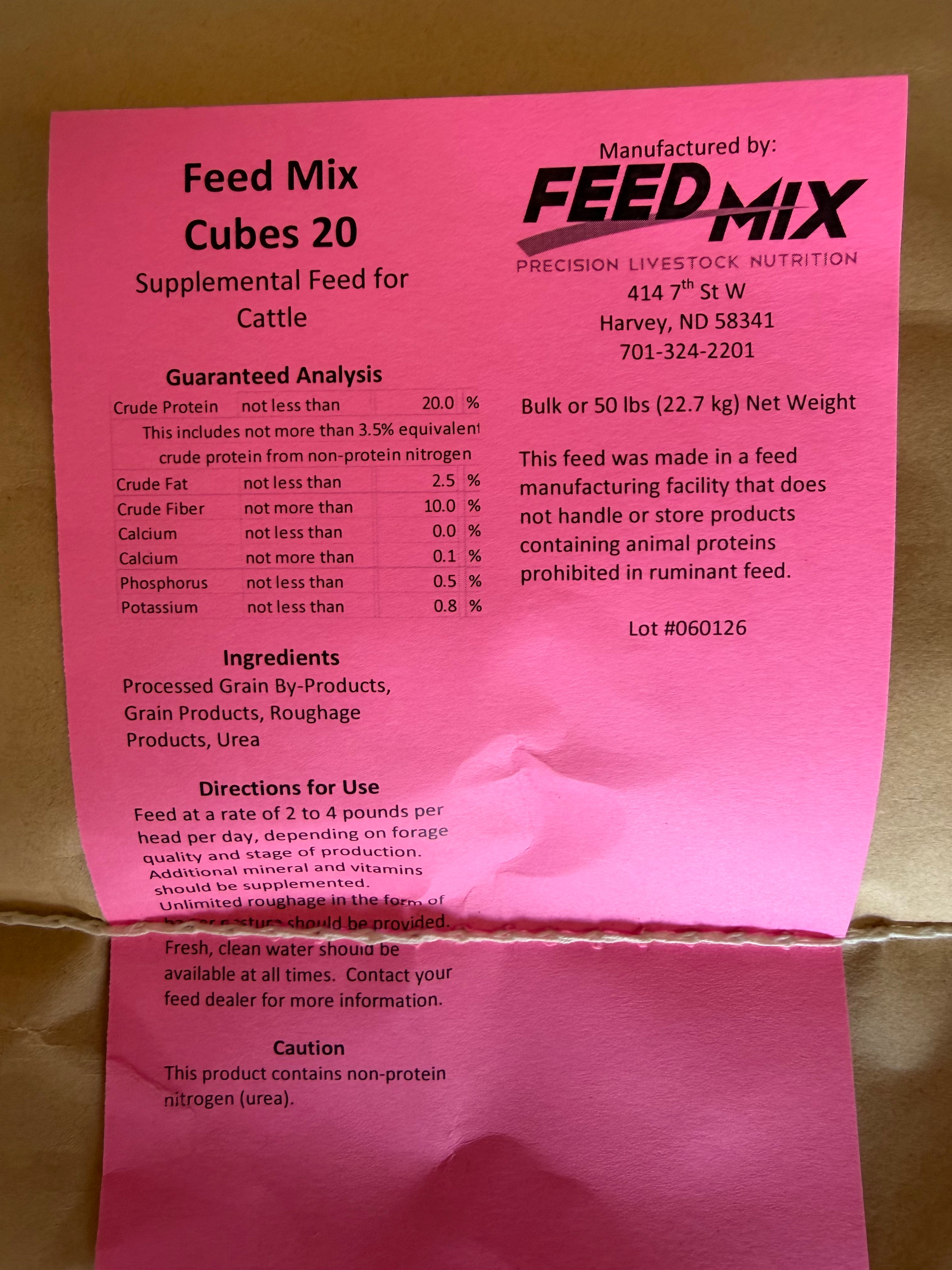 Feed Mix 20% Cube - 50LB Bag