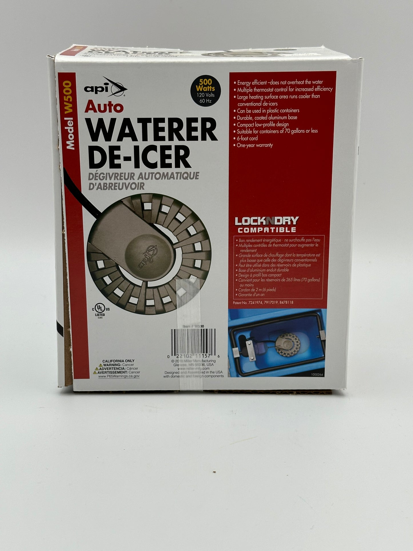 API Auto Waterer De-Icer - 500 Watt