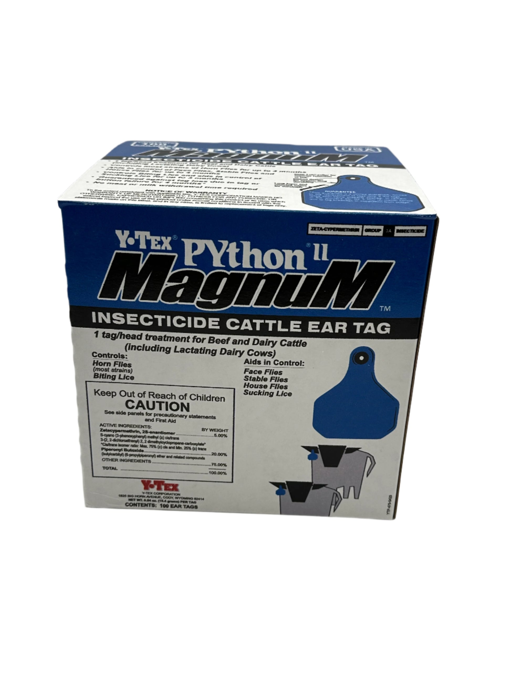 Python Magnum Insecticide Cattle Ear Tag - Synergized - Blue – Maddock ...