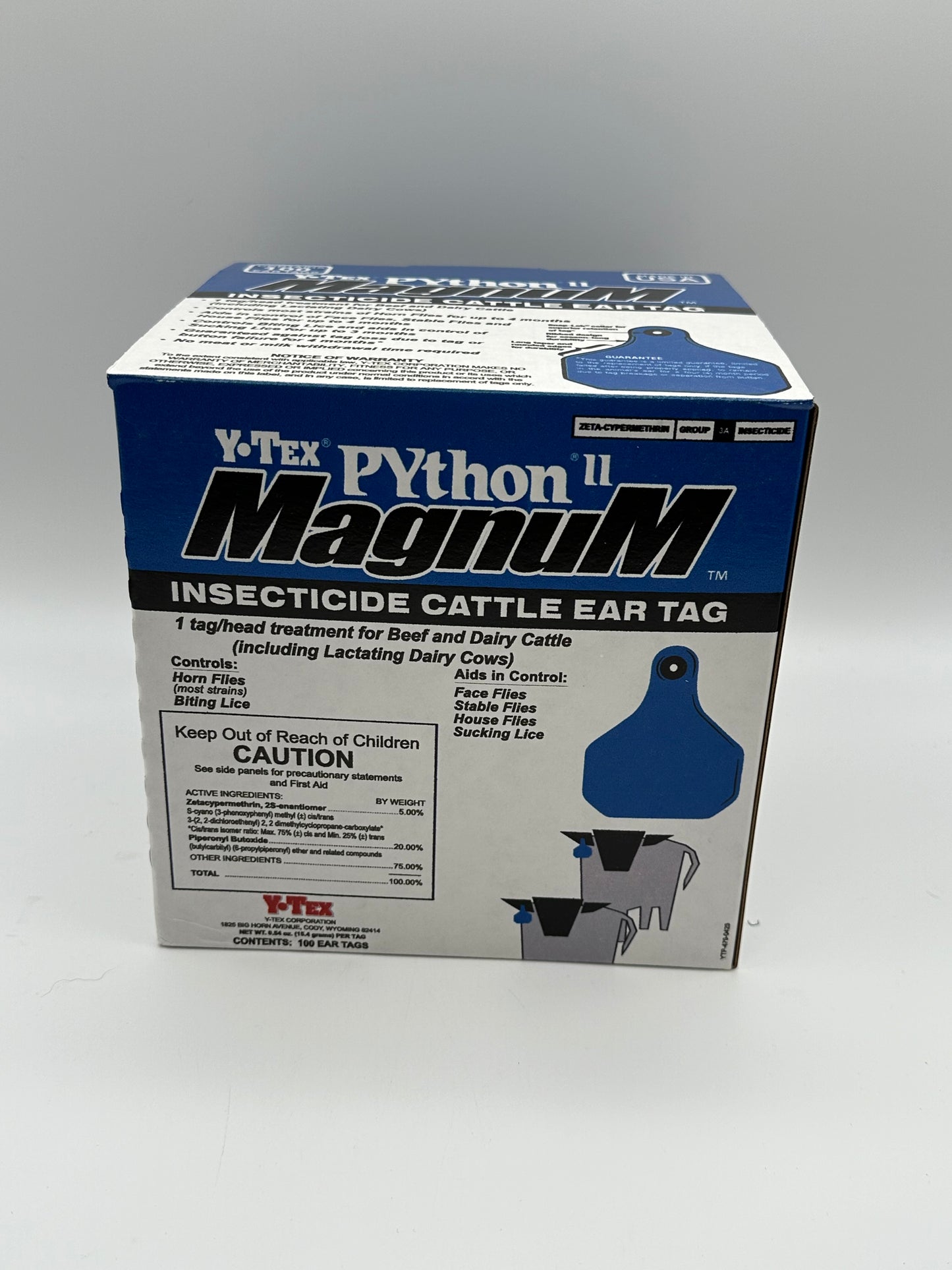 Python Magnum Insecticide Cattle Ear Tag - Synergized - Blue