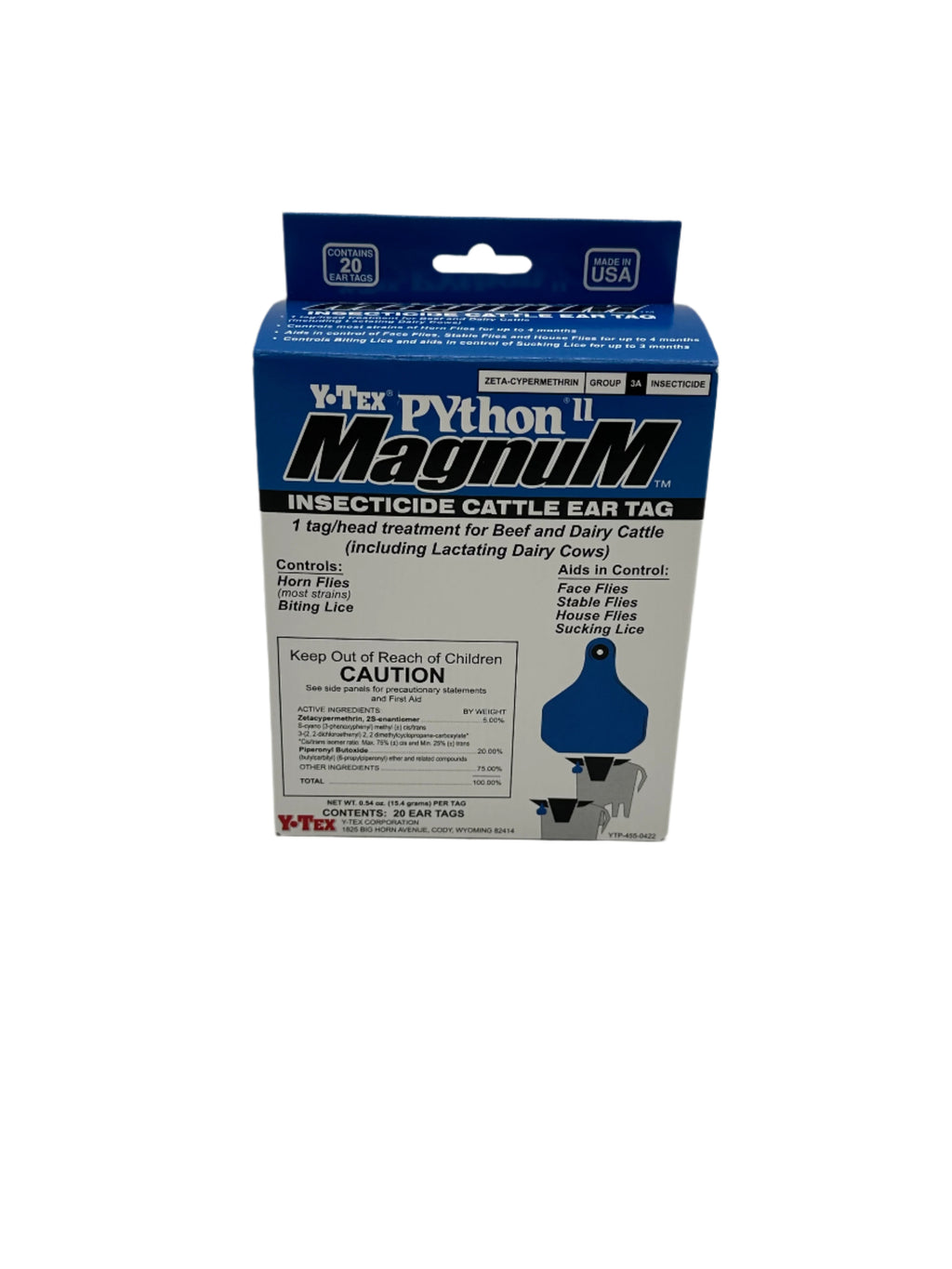 Python Magnum Insecticide Cattle Ear Tag - Synergized - Blue