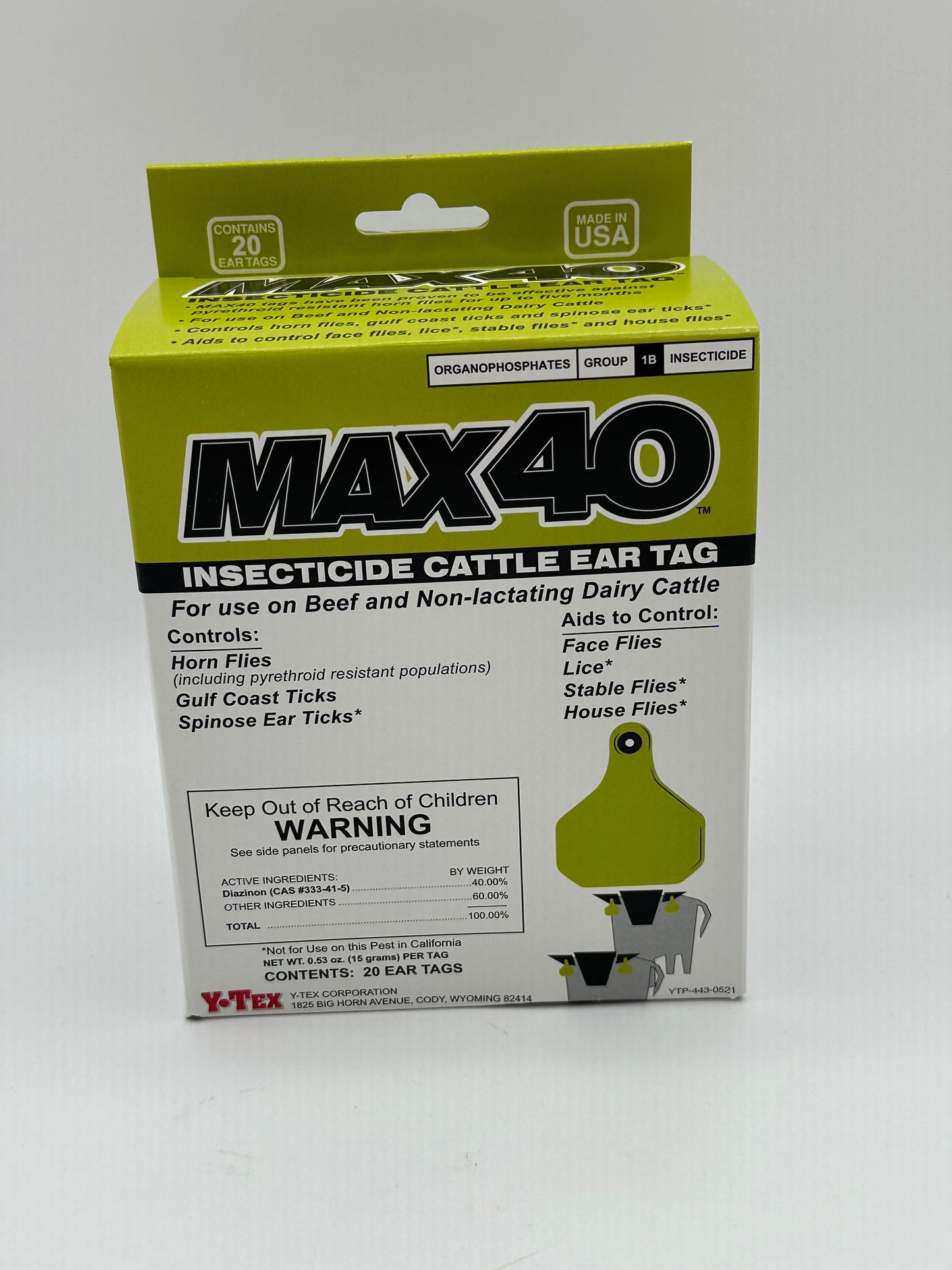 Max 40 Cattle Insecticide Tag - 20 Count Box