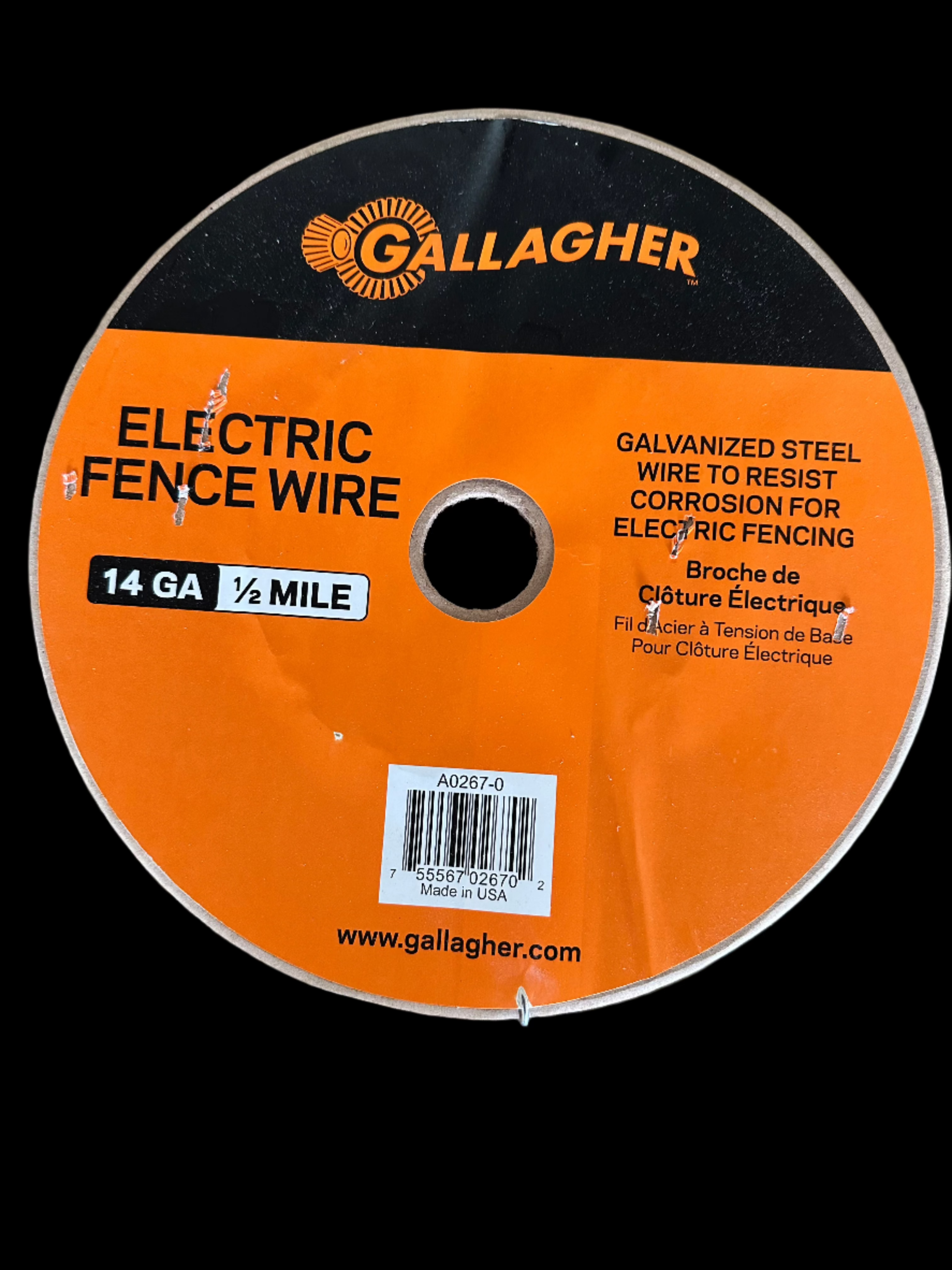 Gallagher - 14ga x 1/2 Mile Smooth Wire - Wood Spool - A0267-0