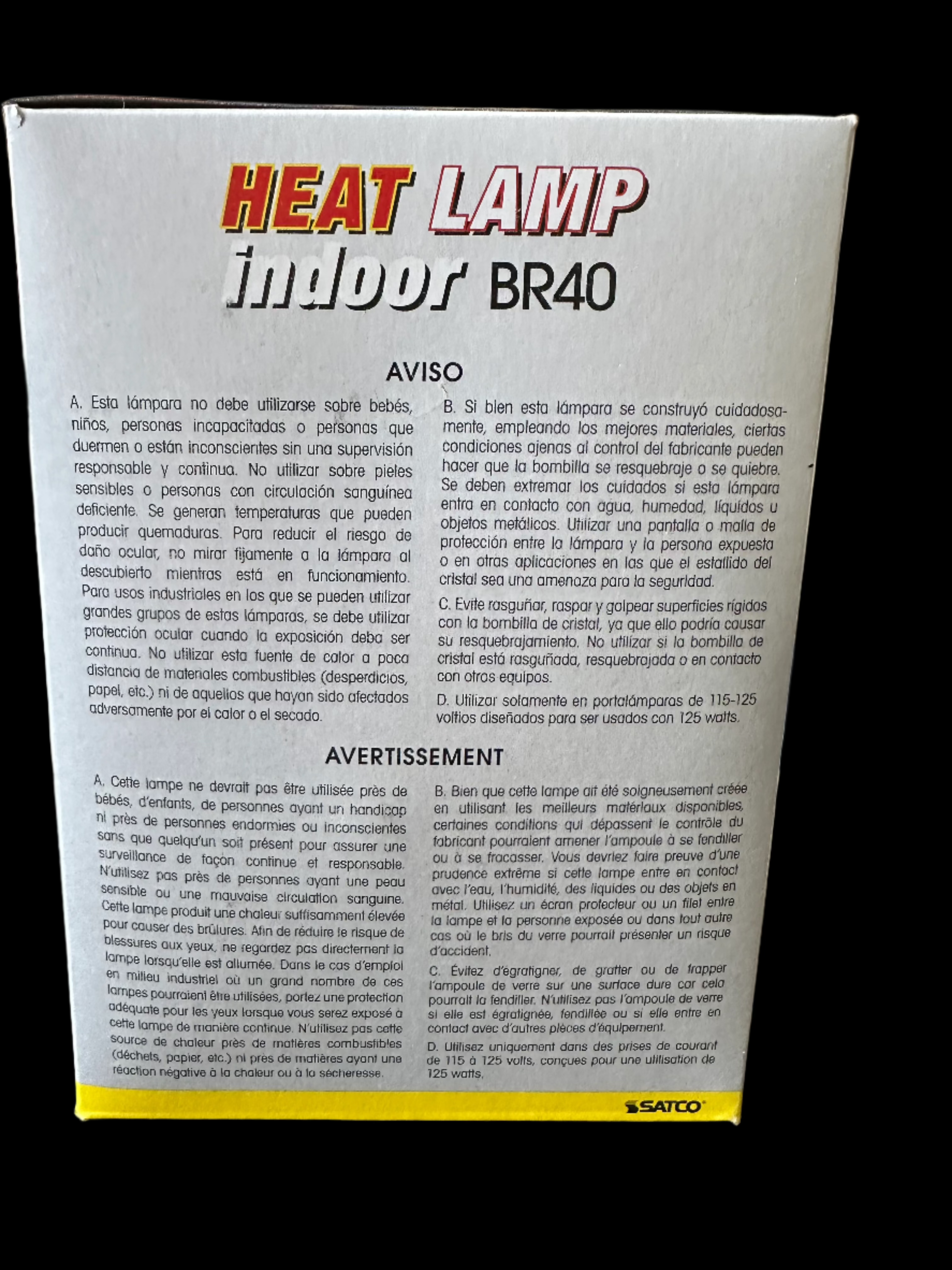 Satco Clear Heat Lamp Bulb - 125 Watt - BR40