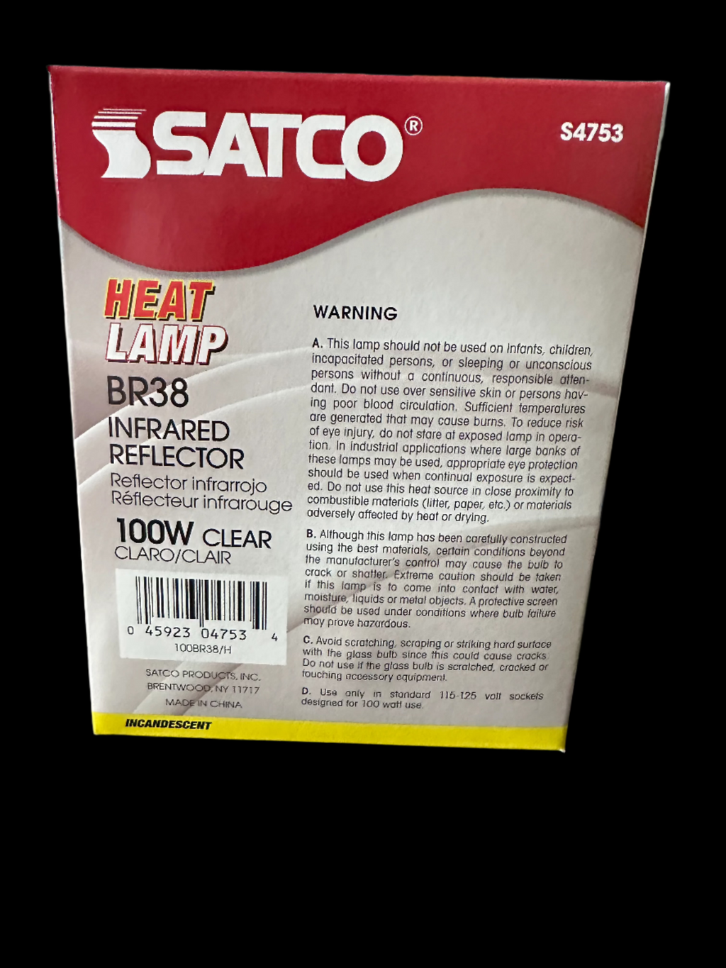 Clear Heat Lamp Incandescent Medium Base 120 Volt
