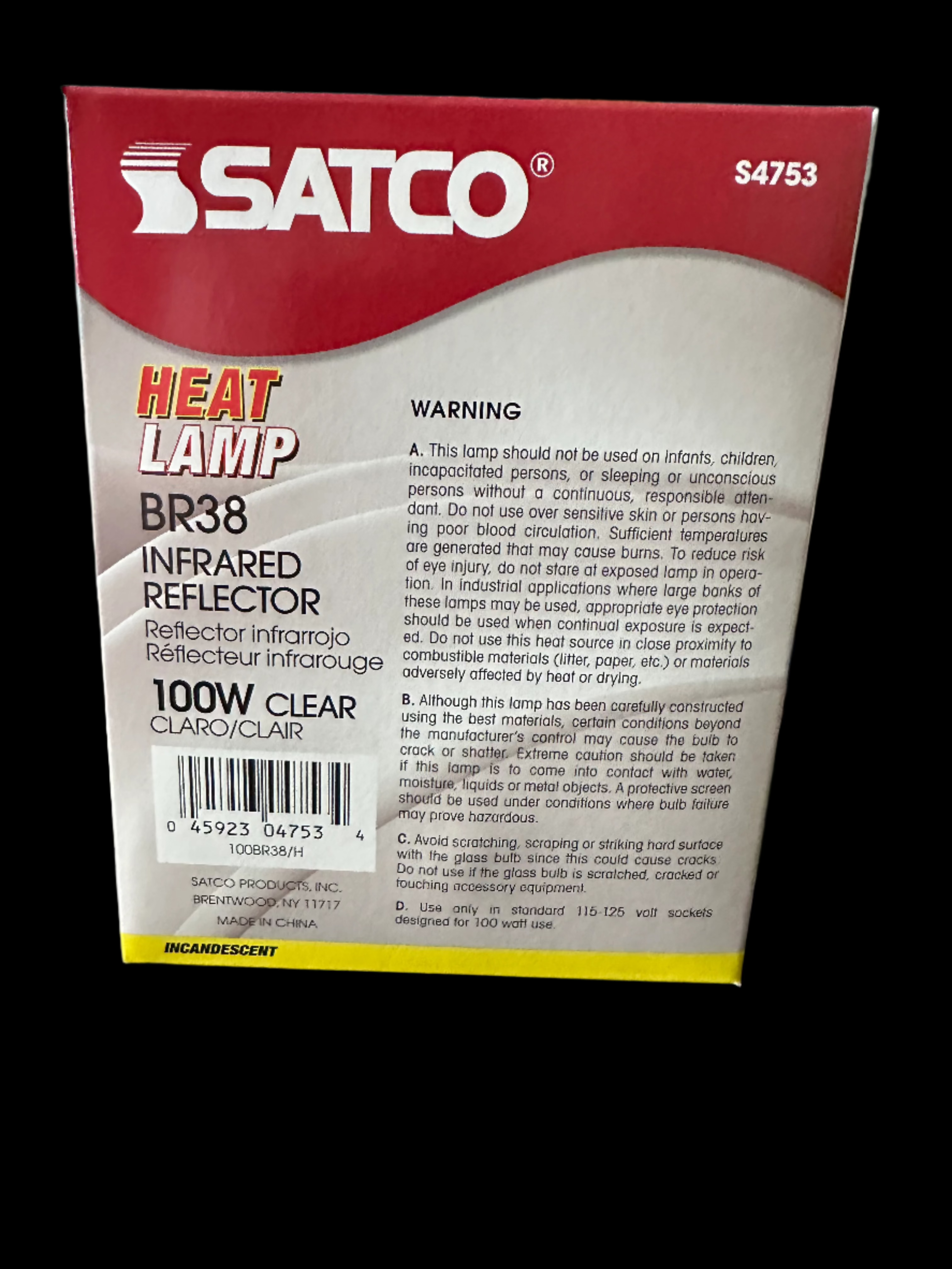Clear Heat Lamp Incandescent Medium Base 120 Volt
