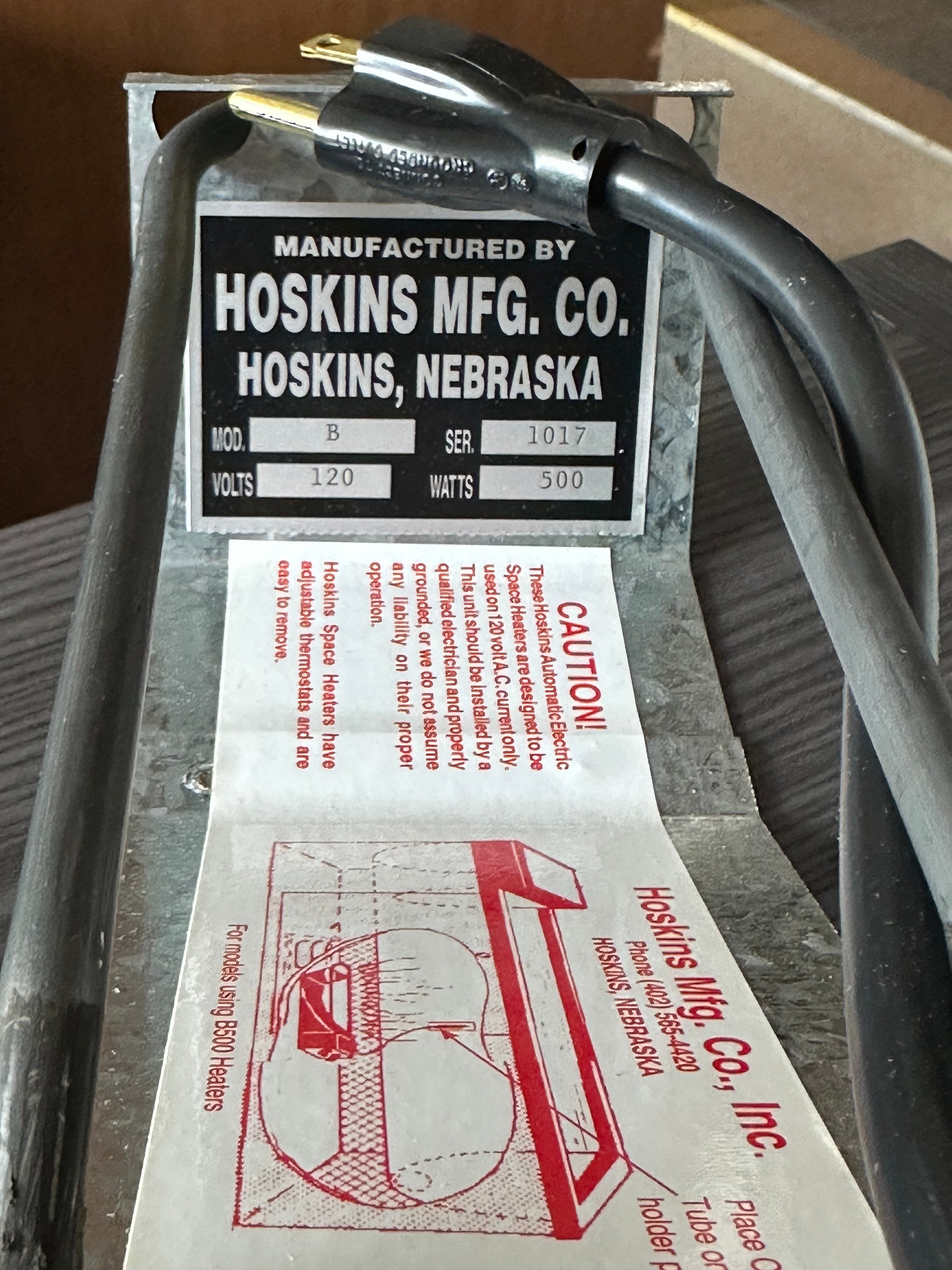 Hoskins Thermostat w/Heating Element - 500 W