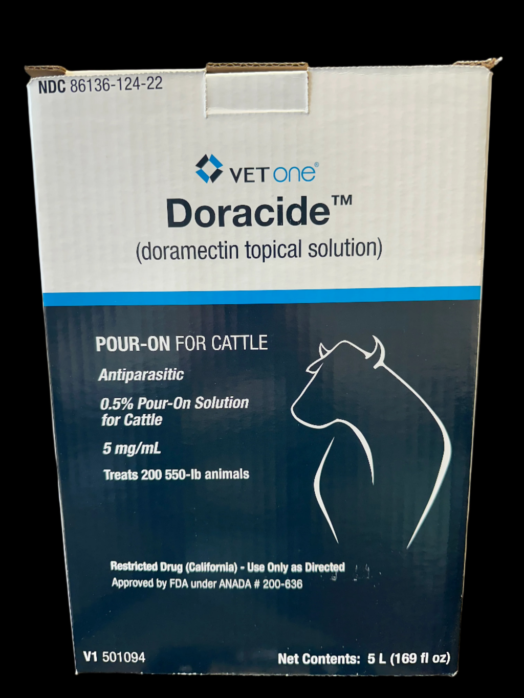 Doracide (Doramectin Topical Solution) Antiparasitic Pour-On - 5 Liter