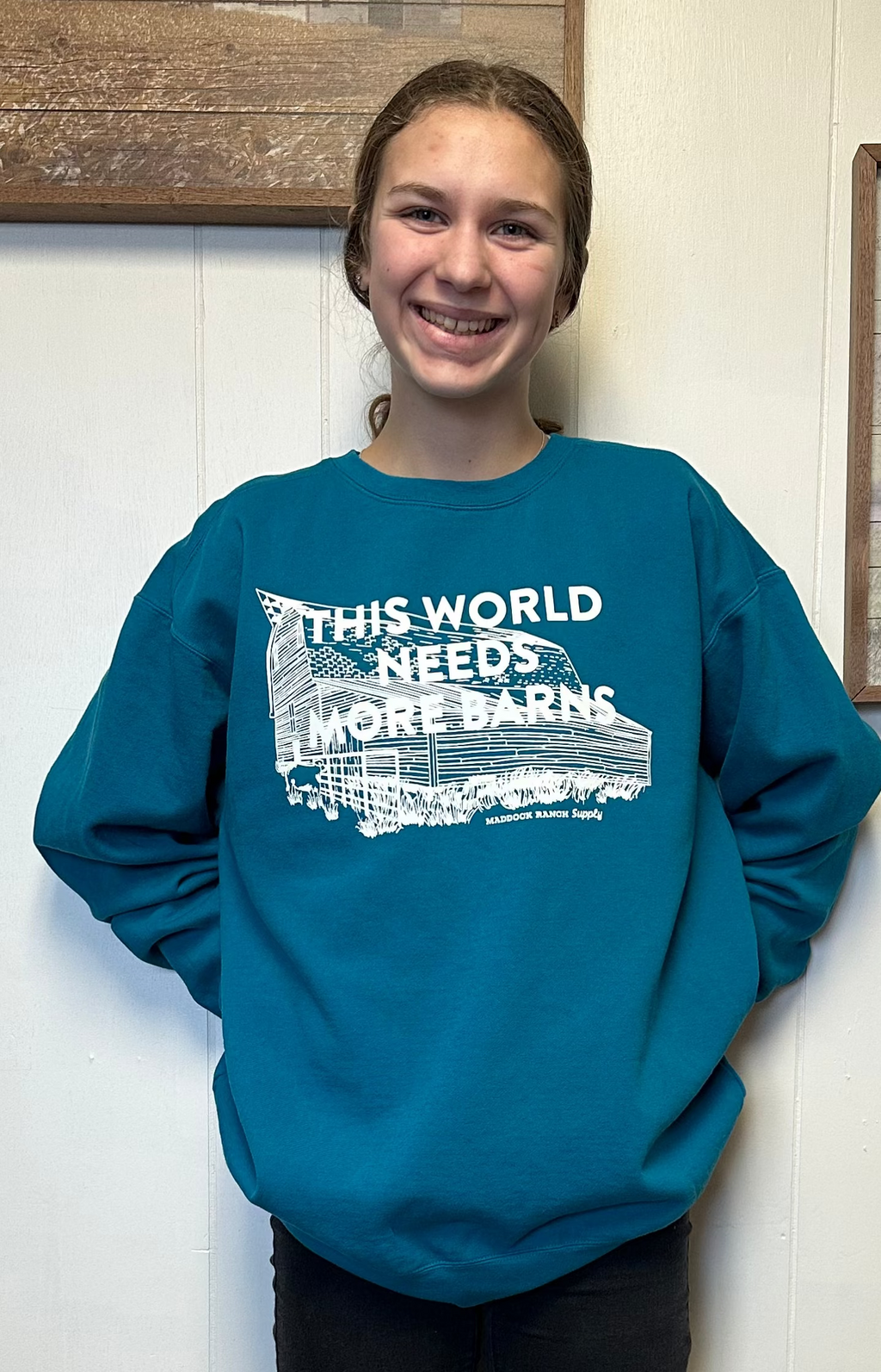 MRS This World Needs More Barns Crewneck Sweatshirt