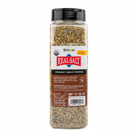 Real Salt Organic Garlic Pepper - 28 oz